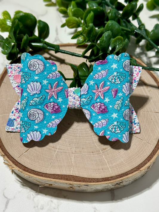 Blue Seashell Hairbow