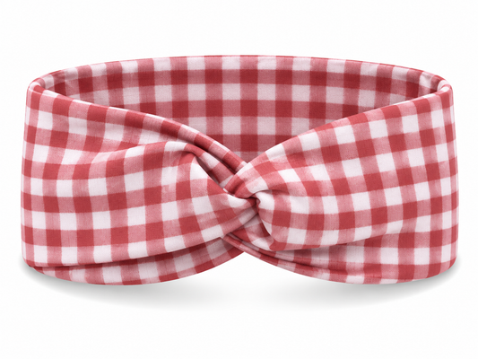 Checkered/Gingham Twist Headband - Brick