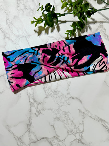 Pink/Blue Tropical Twist Headband