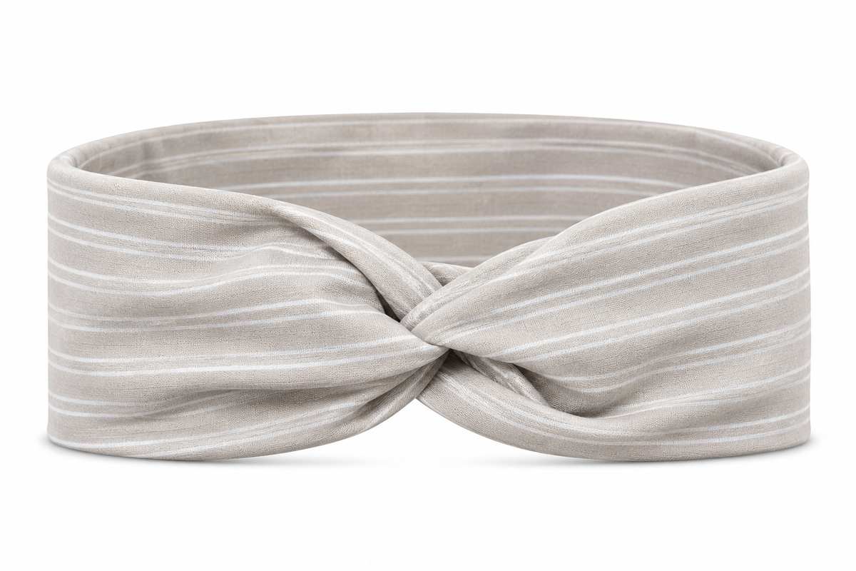 Scribble Stripes Driftwood Beige Twist Headband