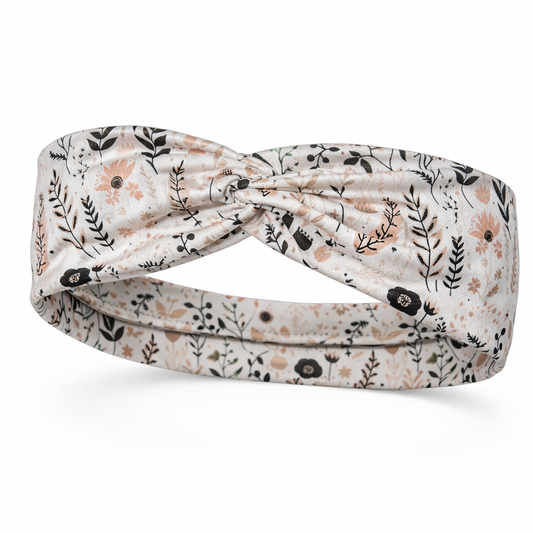 Neutral Brown/Black Botanical Twist Headband