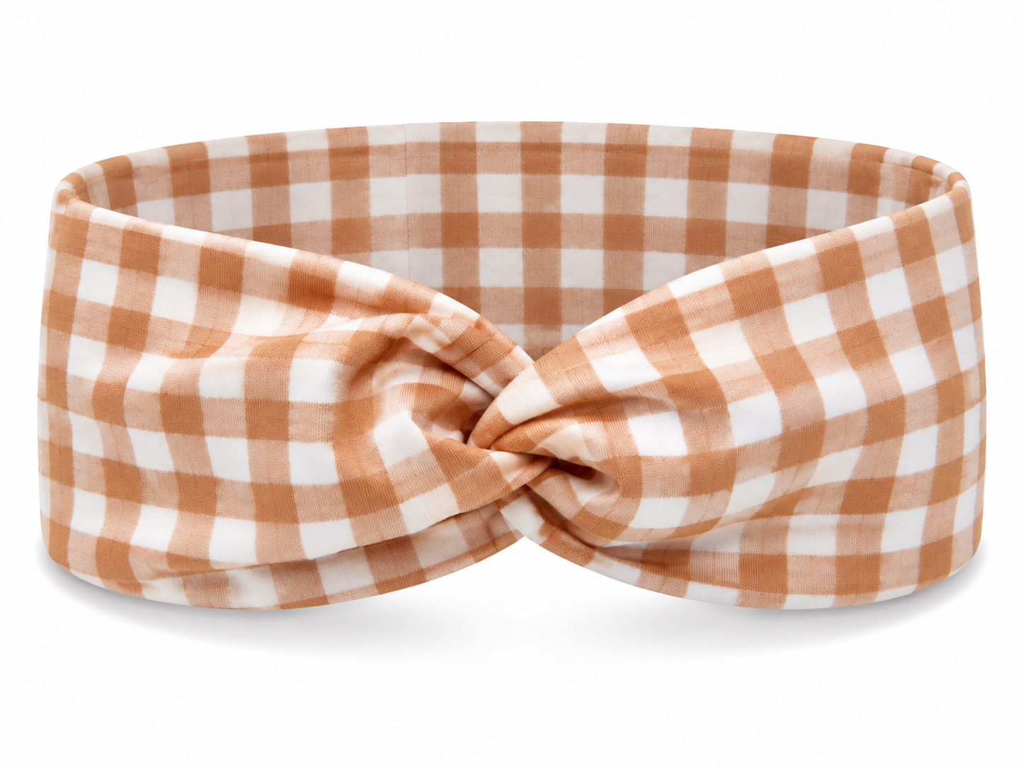 Checkered/Gingham Twist Headband - Tangerine