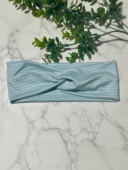 Blue/White Stripes Twist Headband