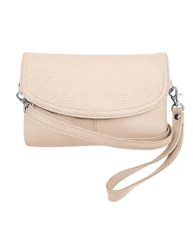 Genuine cowhide leather crossbody clutch bag