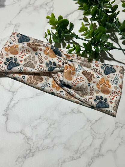 Boho Paw Prints Twist Headband