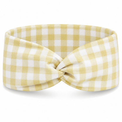 Checkered/Gingham Twist Headband - Sunshine