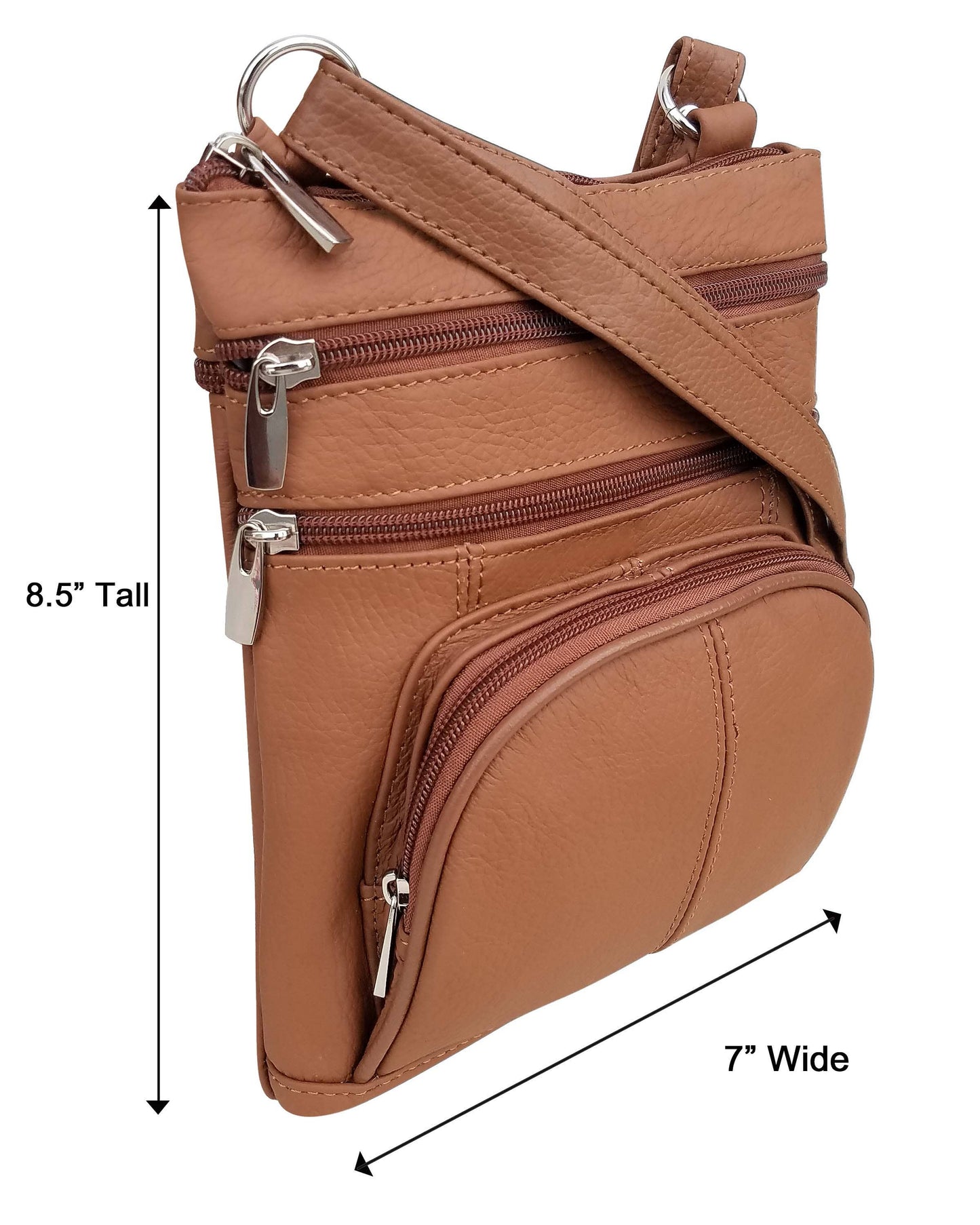 Genuine cowhide leather crossbody with phone pocket