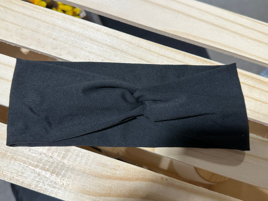 Solid black twist headband