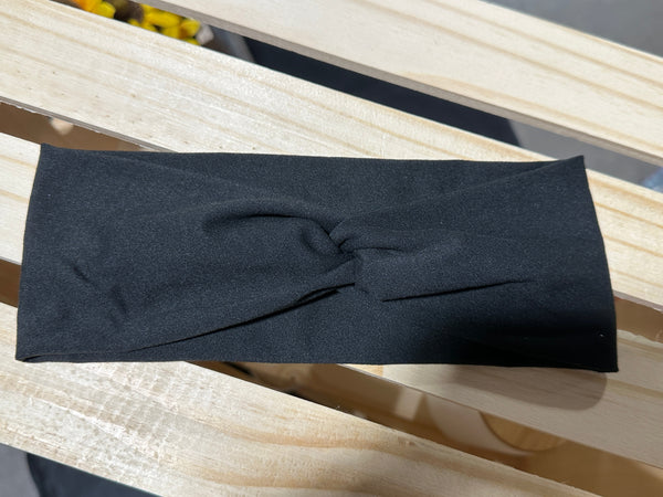 Solid black twist headband