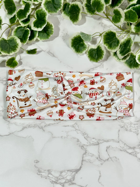 Christmas Snowmen Twist Headband