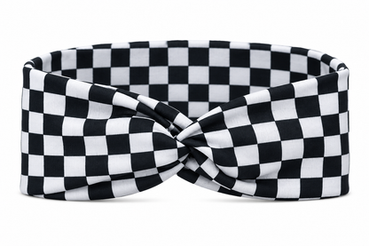 Black/White Checkered Twist Headband