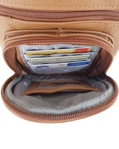 Genuine cowhide leather crossbody with phone pocket