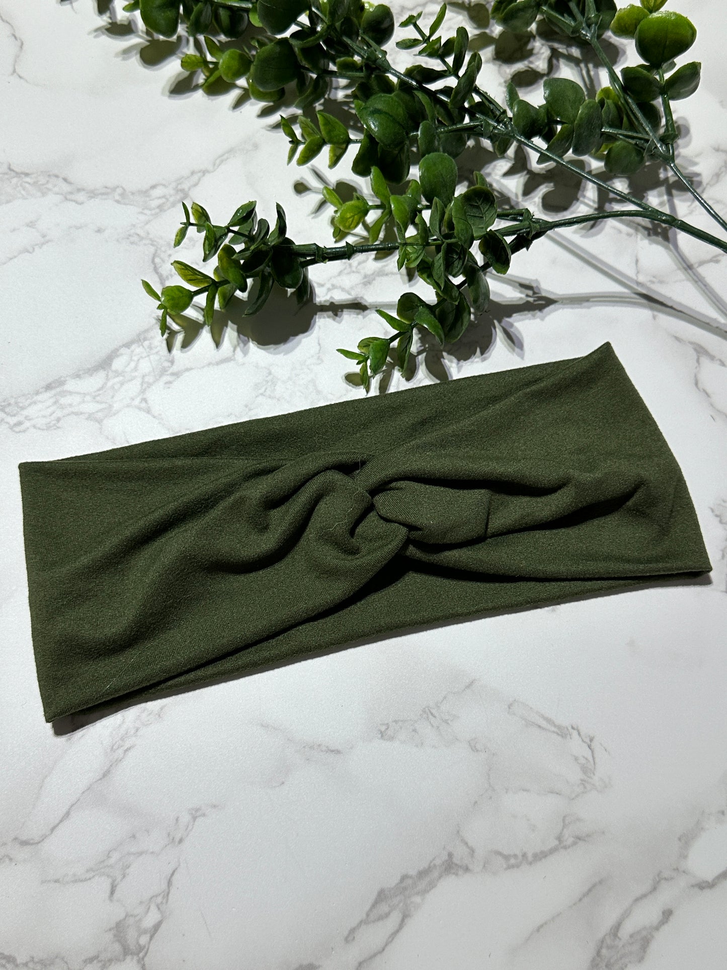 Solid Olive Green Twist Headband