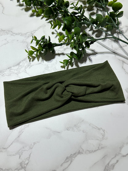 Solid Olive Green Twist Headband