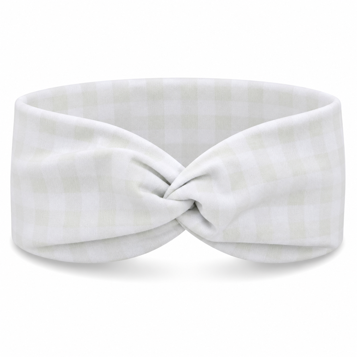 Checkered/Gingham Twist Headband - Linen