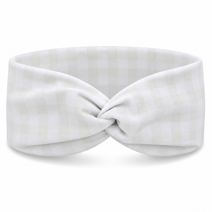 Checkered/Gingham Twist Headband - Linen