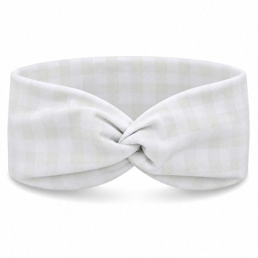Checkered/Gingham Twist Headband - Linen