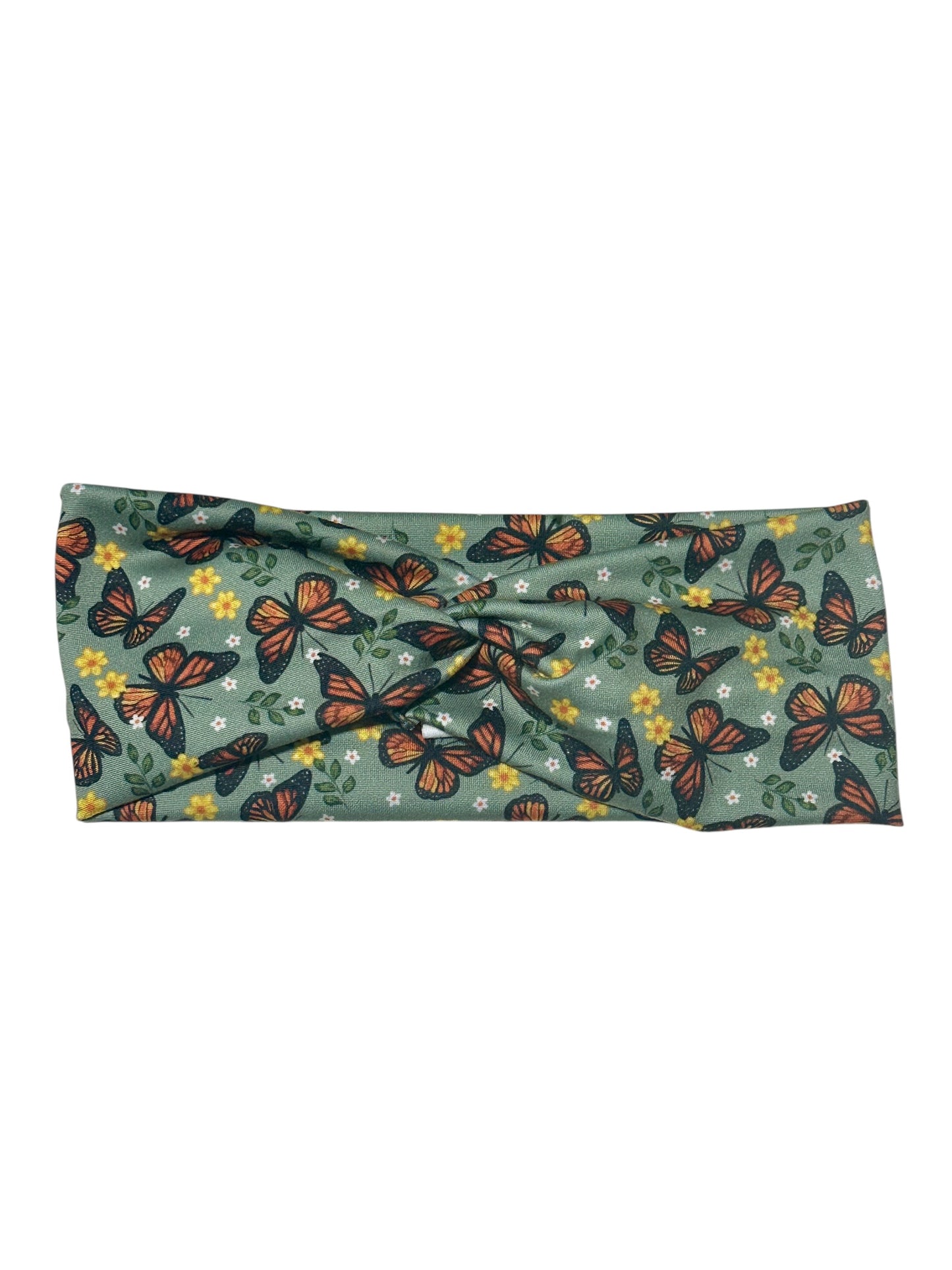 Monarch Butterflies on Green Twist Headband