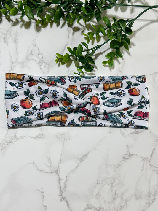 Back to School Twist Headband - Apples and Books