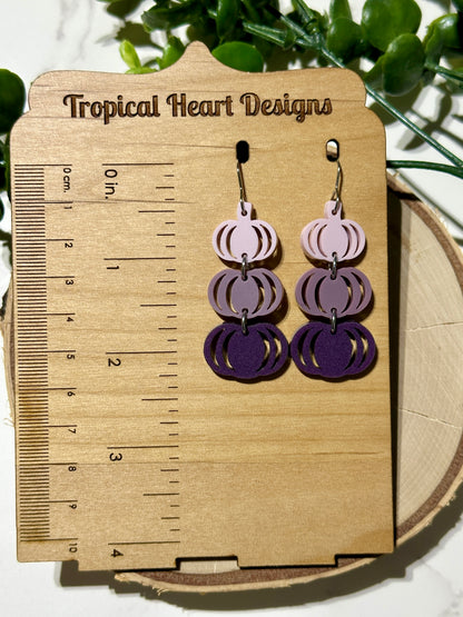 Triple Layer Muted Purple Pumpkins Acrylic Earrings