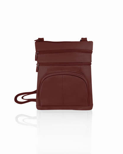 Genuine cowhide leather crossbody with phone pocket