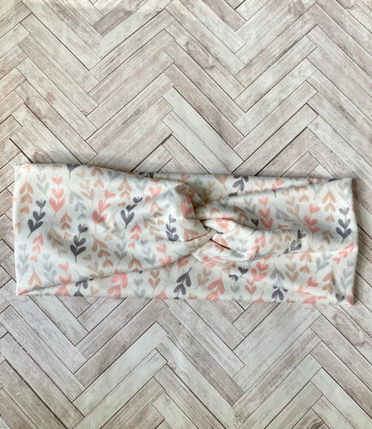 Boho/Neutral Leaves twist headband