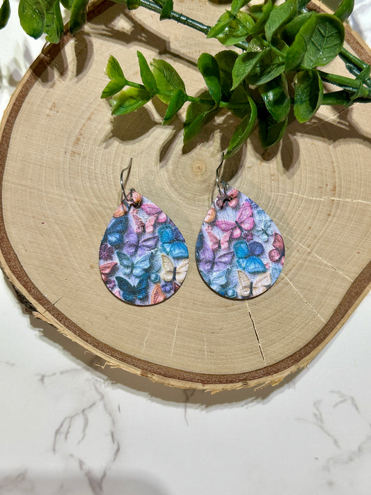 Small Teardrop Earrings - Colorful Butterflies
