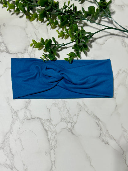 Solid Blue Twist Headband