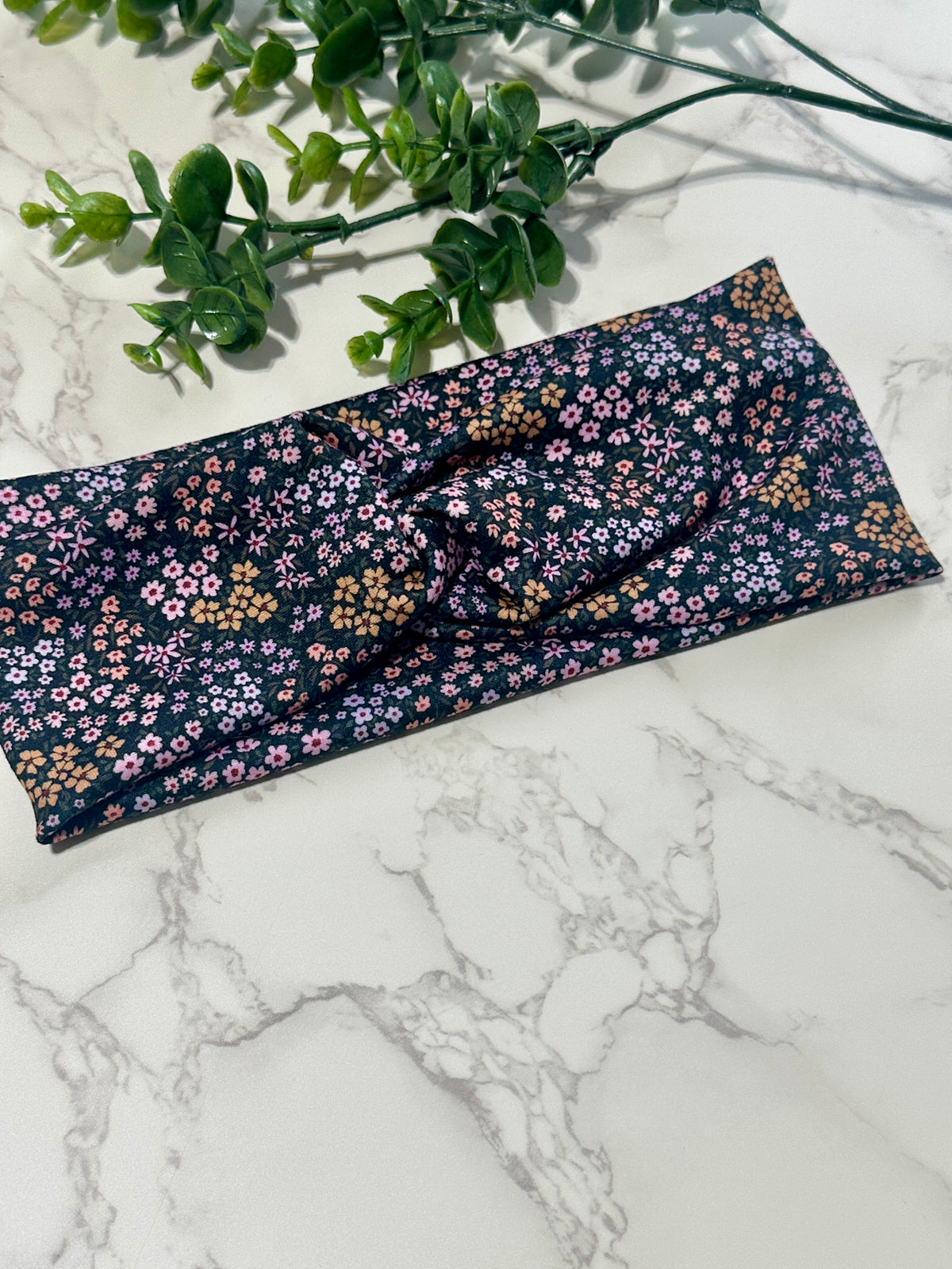 Purple/Orange Flowers Twist Headband