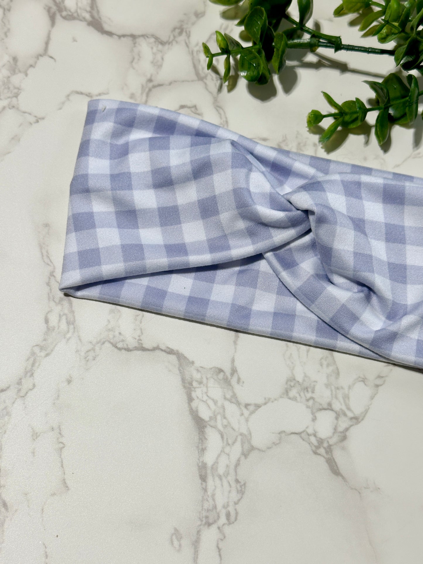 Checkered/Gingham Twist Headband - Lavender