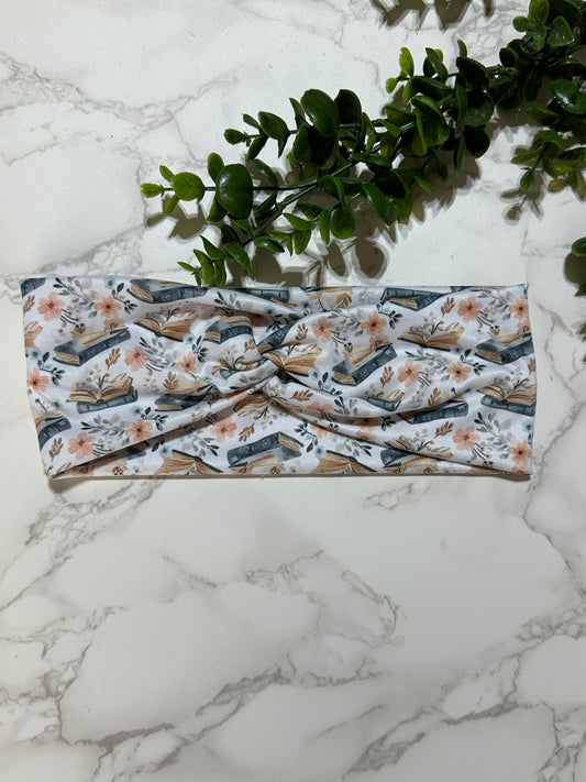 Floral Books Twist Headband