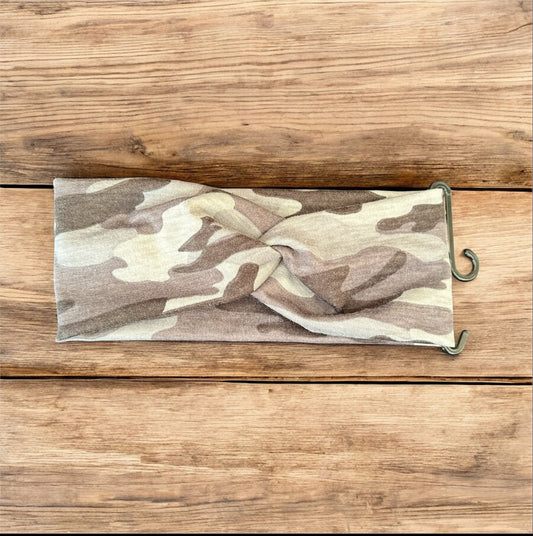 Grey Camo Twist Headband