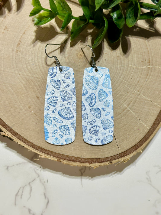 Bar Earrings - Shells on White