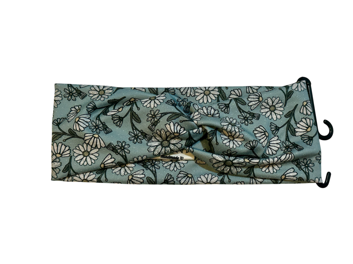 Daisies on Dark Green Mint Twist Headband