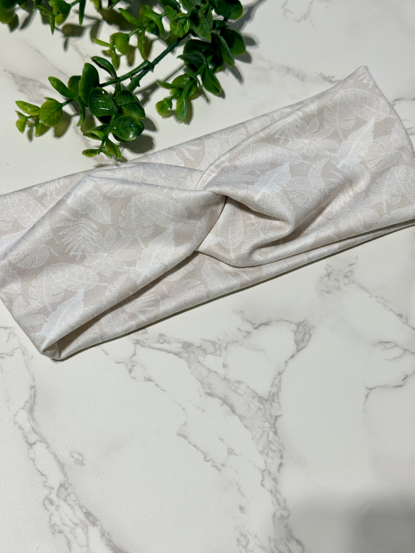 Neutral Botanical Leaves Twist Headband