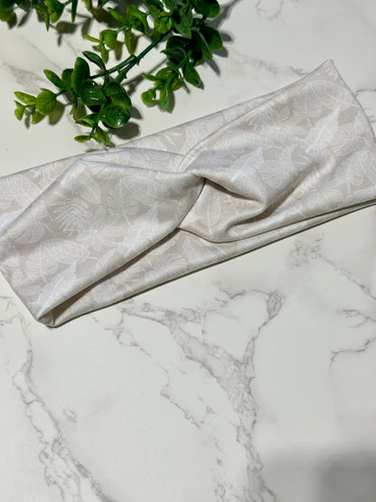 Neutral Botanical Leaves Twist Headband