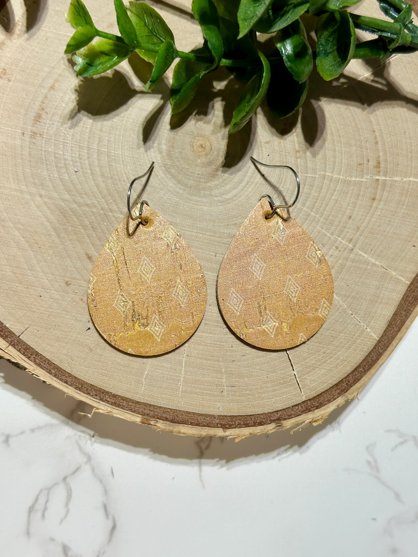 Small Teardrop Earrings - Diamonds on Mustard
