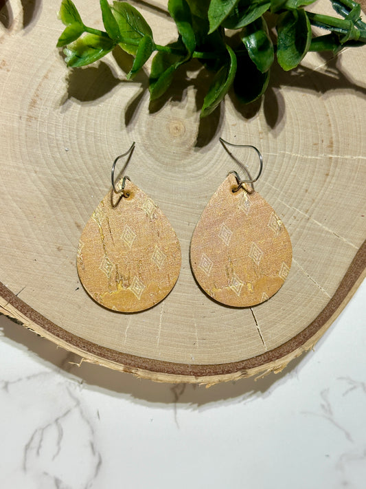 Small Teardrop Earrings - Diamonds on Mustard