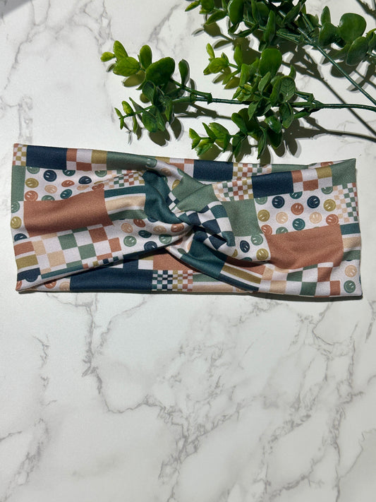 Patchwork Boho Smiles Twist Headband