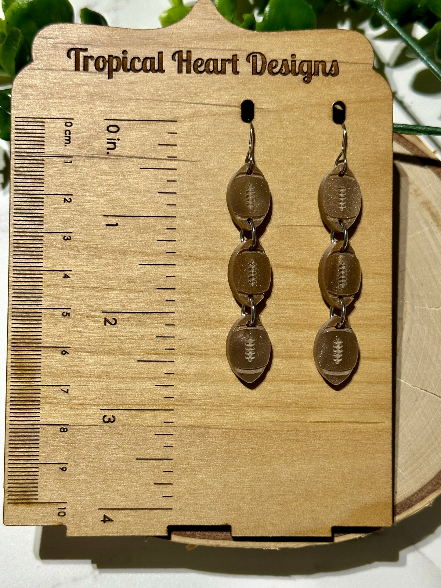 Triple Layer Football Acrylic Earrings