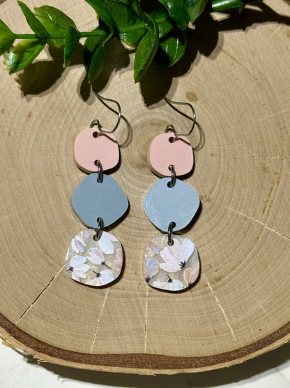 Triple Layer Muted Pastel Acrylic Earrings