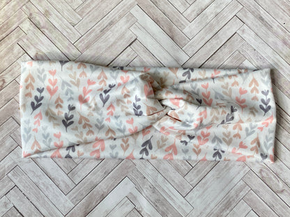 Boho/Neutral Leaves twist headband
