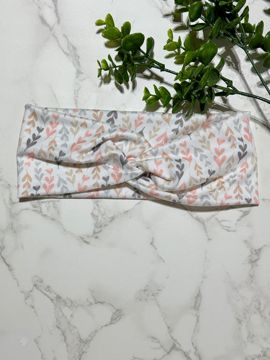 Boho/Neutral Leaves twist headband
