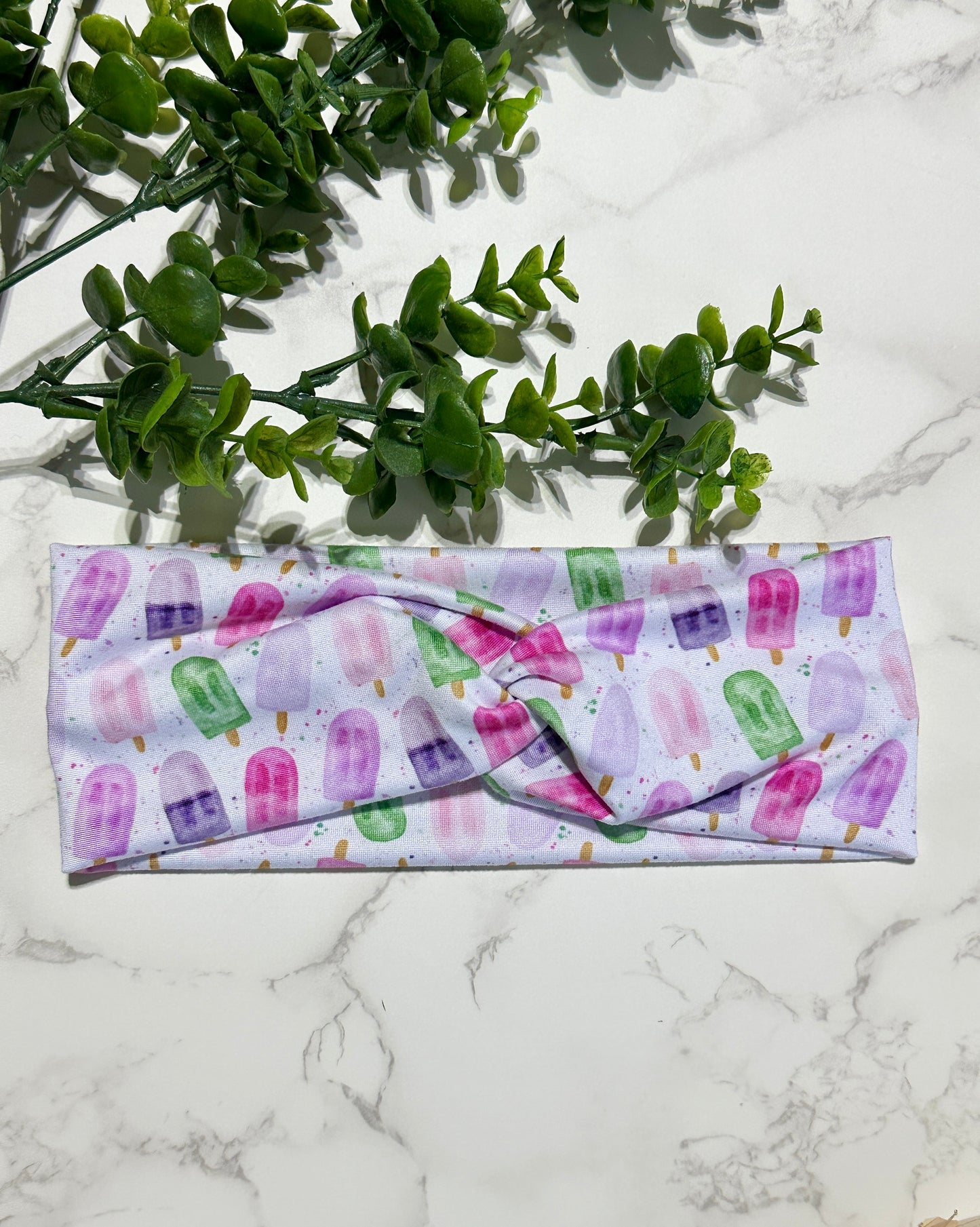Pink/purple Watercolor Popsicles Twist Headband