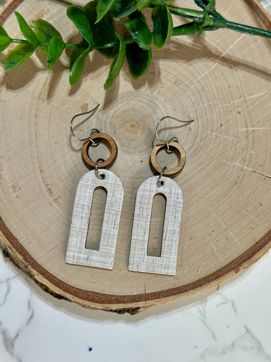 Open Arch Connector Earrings - Neutral Weave
