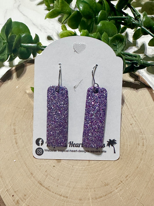 Mini Bar Earrings - Purple Sparkle