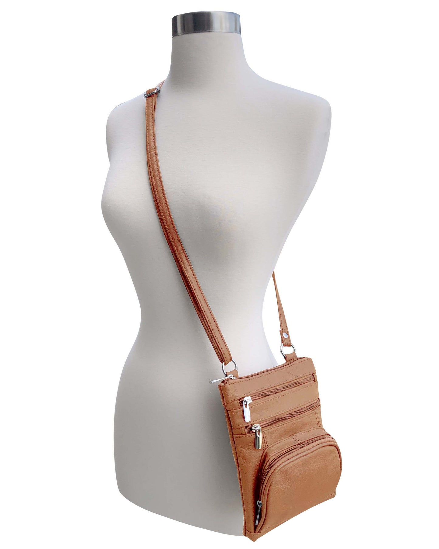 Genuine cowhide leather crossbody with phone pocket