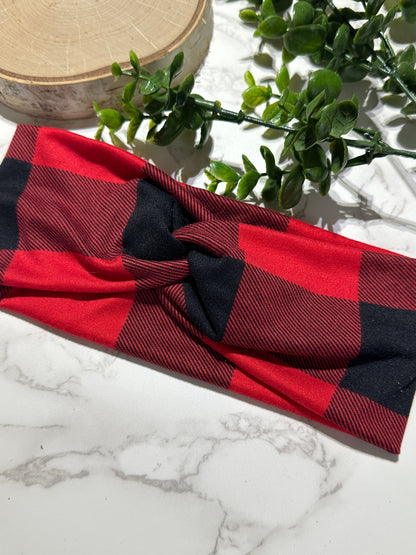 Large Buffalo Plaid Twist Headband