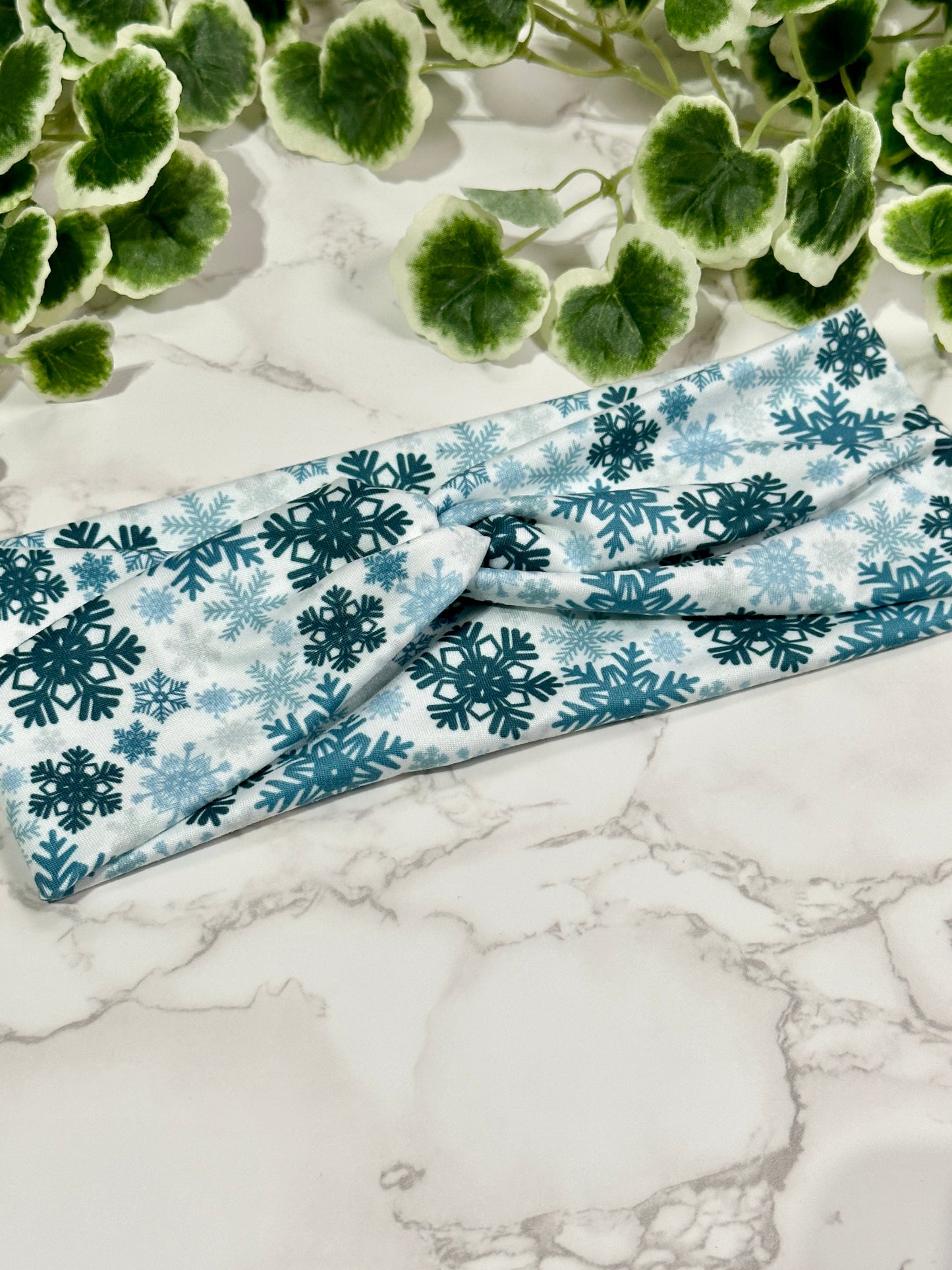 Blue Snowflake Twist Headband