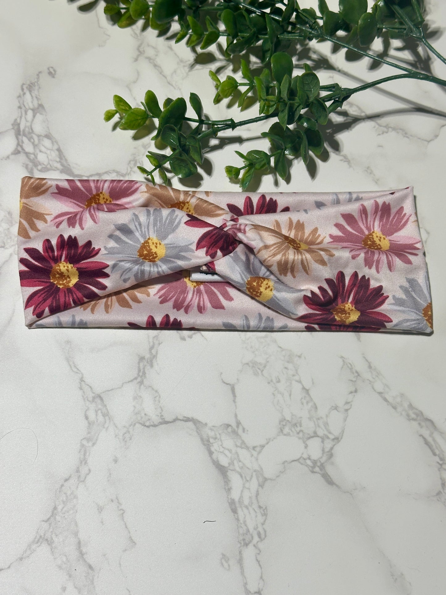 Large Purplish Daisies Twist Headband